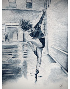 Danseuse dans la rue et sous la pluie