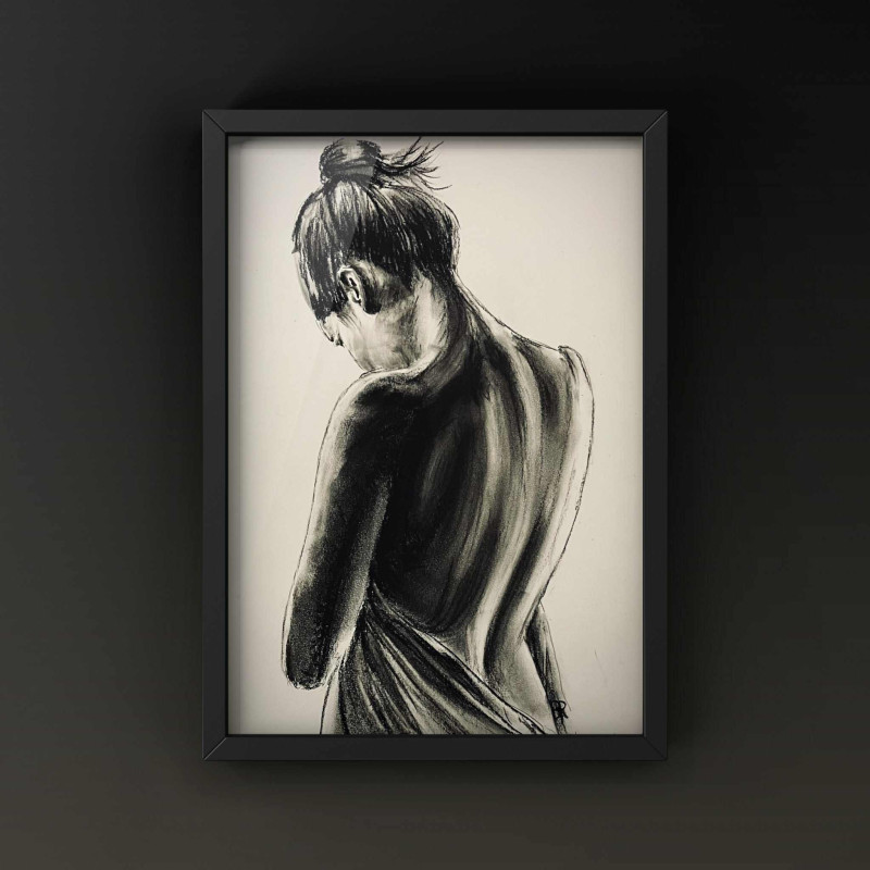 Nue de dos, tenant son drap 2