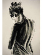 Nue de dos, tenant son drap 2