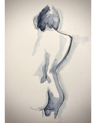 Nue de dos, bleu Abysse