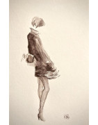 Femme au sac et manteau