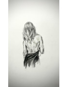 Nue de dos, tenant sa robe