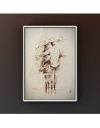 Couple de dos, sous la pluie