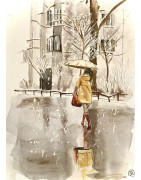 Bottes rouges et ciré jaune